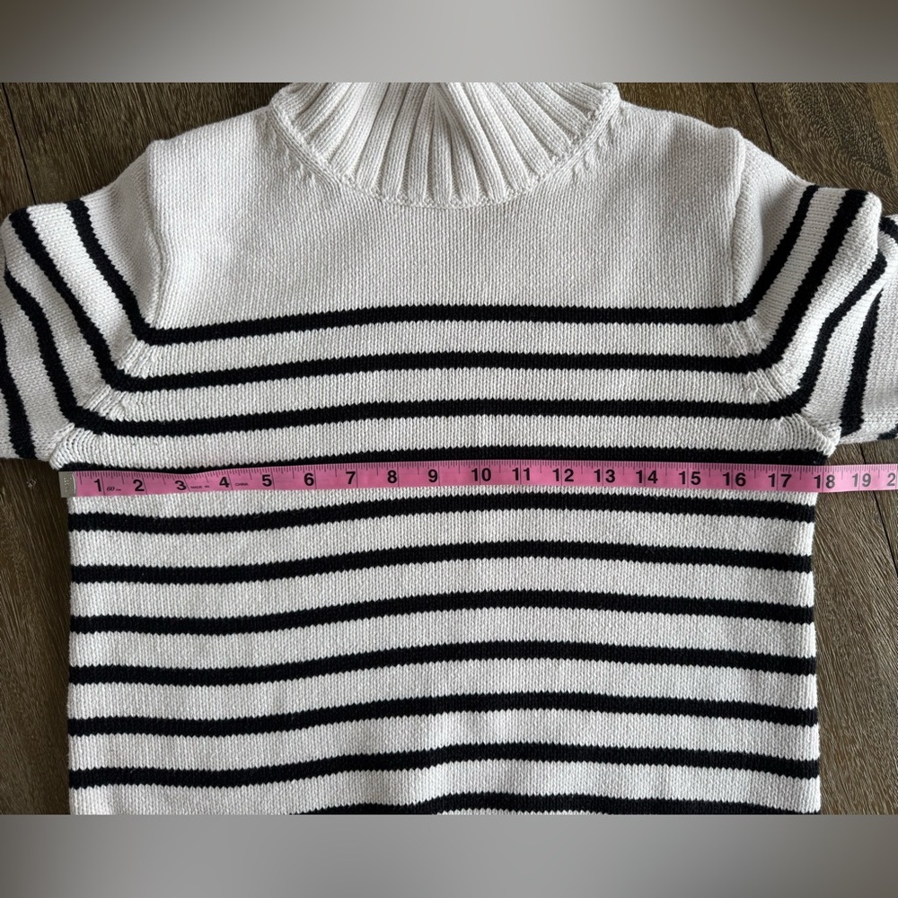 J. Crew Cotton Turtleneck Sweater Black & White Stripe Size XS - Picture 7 of 8